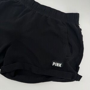 PINK Victoria's Secret Black Logo Sweat Shorts Womens Medium